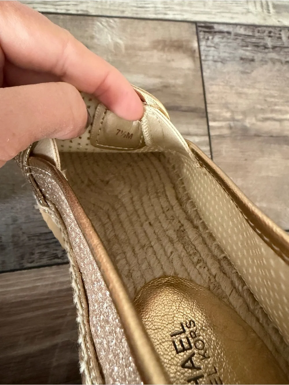 MICHAEL KORS HASTINGS METALLIC LINEN SLIP ON SIZE 7.5 M